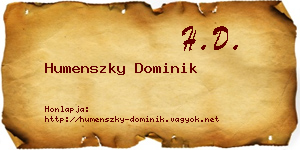Humenszky Dominik névjegykártya